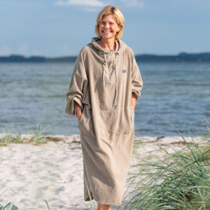 Badeponcho Skagen til voksne - Sandfarvet - Badeponcho Skagen - Sandfarvet - str. 0 (Xsmall - Small)